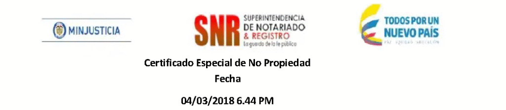 Certificado de No Propiedad Colombia